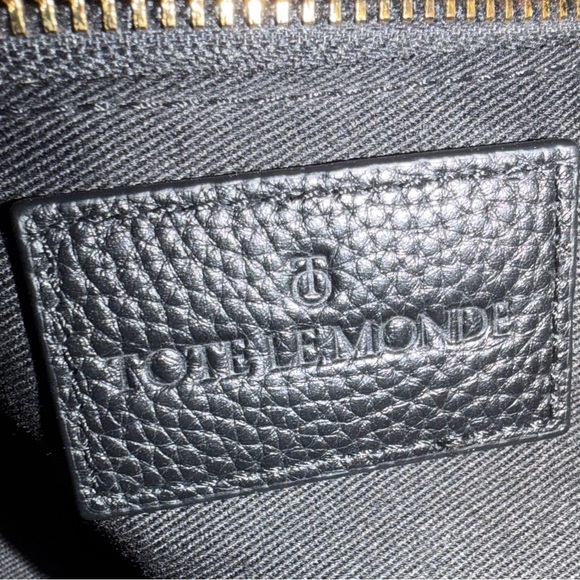 SALE!Elegant Tote Le Monde London Black Pebbled Leather Expandable Shoulder Bag - Picture 9 of 11